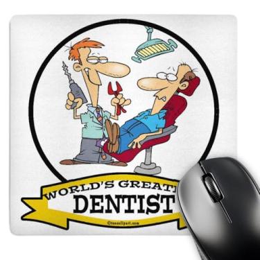 Imagem de 3dRose Mouse pad LLC 20 x 20 x 0,25 polegadas, desenho engraçado do melhor dentista do mundo (mp_103114_1)
