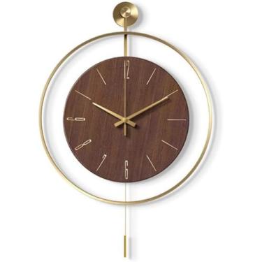 Imagem de Relógios de parede grandes para decoração de sala de estar, relógio de parede operado por bateria, relógio de quartzo de metal decorativo moderno com pêndulo para quarto, escritório, cozinha,