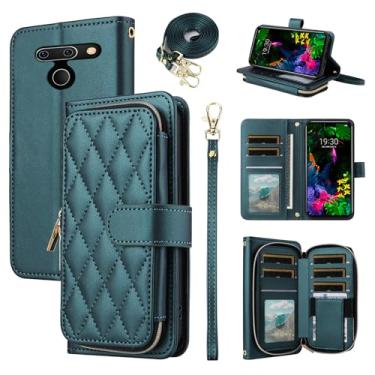 Imagem de Furiet Argyle Capa carteira para LG G8 ThinQ com alça de pulso, alça de ombro, 9+ compartimentos para cartões, bolsa com zíper, luxuosa, couro PU, capa para celular para LGG8 Thin Q G 8 LG8 G8thinq