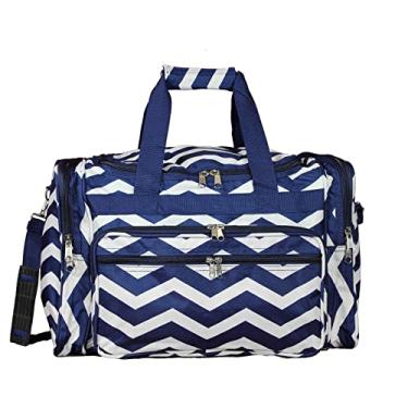Imagem de Mala de viagem de 48 cm, Chev branco marinho, 19-Inch, Bolsa esportiva Chevron de 48 cm