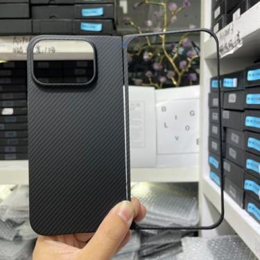 Imagem de Waillynice Capa ultrafina de fibra de carbono antiqueda para Google Pixel Fold 2, para Pixel Fold 2 5G capa de fibra de aramida (600D (furo grande), para Google Pixel Fold 2)