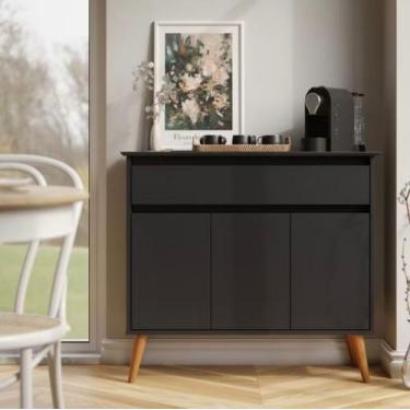 Imagem de Aparador Buffet Bar Cantinho do Café Retrô Zeus Com Pés em Madeira Var