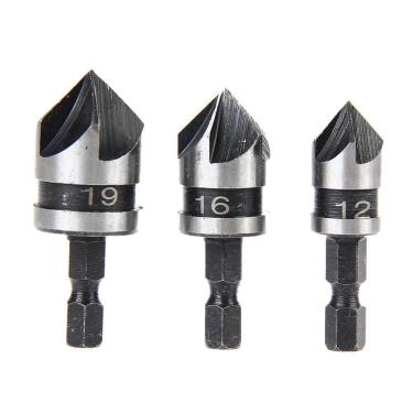 Imagem de Broca Escareadora Para Madeira 3 Peças Encaixe Sext. 1/4