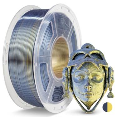 Imagem de JAYO Filamento PLA de seda 1,75 mm cores duplas ouro preto, filamento de impressora 3D de duas cores coextrusão, mudança multicolorida brilhante, carretel de 1,1 kg (1,1 kg), precisão +/- 0,02 mm para