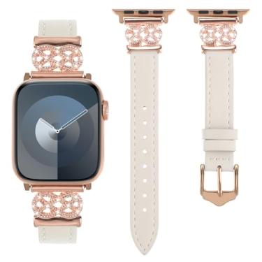 Imagem de WONFAITH Pulseira de couro compatível com Apple Watch Ultra SE séries 10, 9, 8, 7, 6, 5, 4, 3, 2 e 1 de 38 mm, 40 mm, 41 mm, 42 mm, 44 mm, 45 mm, 46 mm, 4, 3, 2 e 1