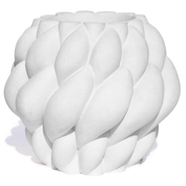 Imagem de Vaso Decorativo Novelo 9m em Cimento Artesanal Sala e Cozinha (Branco)