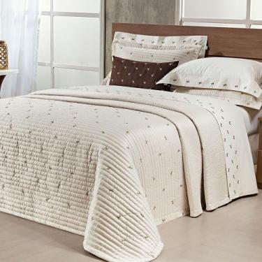 Imagem de Cobre Leito Colcha Casal Queen Dupla face Bordado Matelado 2,60m x 2,4
