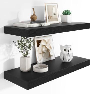 Imagem de Heimlove Prateleiras flutuantes profundas de 30,5 cm, prateleira flutuante longa montada na parede com suportes invisíveis, para decoração de casa, quarto, cozinha, sala de estar, banheiro - pacote