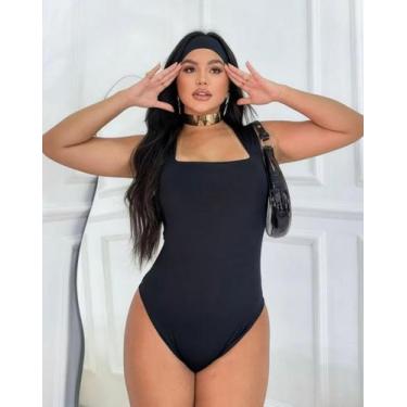 Imagem de Body feminino regata alça larga decote quadrado suplex tecido duplo - 