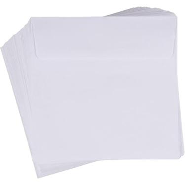 Imagem de Pacote com 60 envelopes quadrados brancos, envelopes de papel kraft de 14 x 13 cm para convites, casamentos, chás de bebê, aniversários, pequenas empresas, cartões comemorativos
