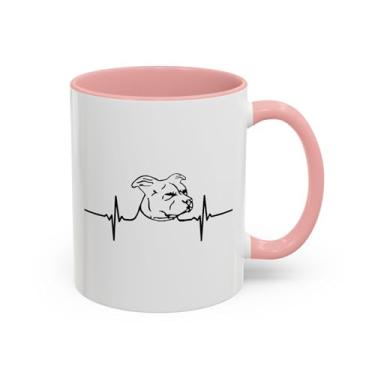 Imagem de Caneca de café Pit Bull Heart Bear - Presente para donos de cães Pit Bull, presentes para amantes de animais, design de batimento cardíaco