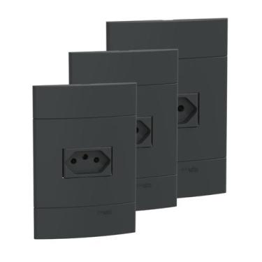 Imagem de Kit 3 conjunto de tomada 10a grafite up schneider