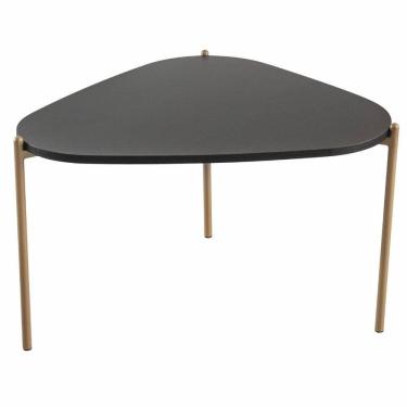 Imagem de Mesa de Centro Orgânica Artesano 59 cm (Largura) em MDP Nero (Preto) e Pés em Aço Dourado