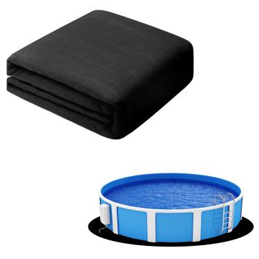 Imagem de Tacsal Forros de piscina redondos de 4,5 m, forro de piscina geotêxtil espesso para proteção inferior, tapete de piscina resistente para uso externo, resistente a perfurações