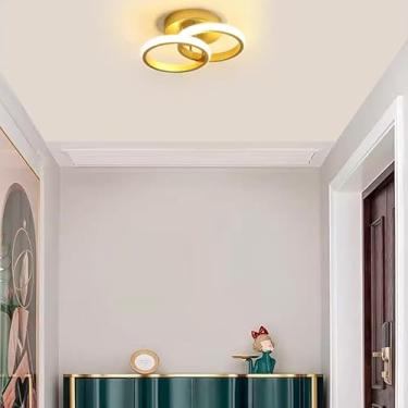 Imagem de Luminária Plafon Moderno Dourado, Para Sala, Quarto, Hall de Entrada, Sala de Estar