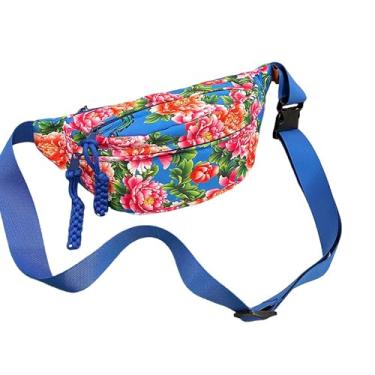 Imagem de eYLun Pochete feminina bolsa tiracolo ajustável casual bolsa de cintura moderna bolsa de peito bolsa de cintura para viagem, caminhada, corrida, caminhada, Azul, Estilo B