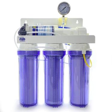 Imagem de Filtro Osmose Reversa 50Gpd Com Manômetro Bomba Transparente