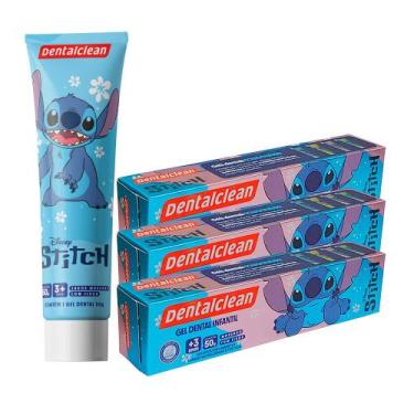 Imagem de Kit 3 Pasta de Dente Gel Dental com Flúor Infantil Stitch Morango 50g 