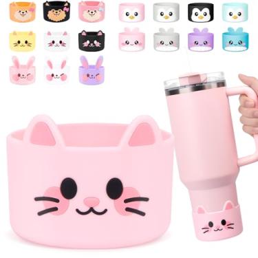 Imagem de Tizuxa Para Stanley Boot, bota de silicone de gato fofo para Stanley Cup 1,134 g Quencher Adventure Tumbler, bota de garrafa de água para Stanley Iceflow 20 850 g, Stanley Cup botas acessórios capa