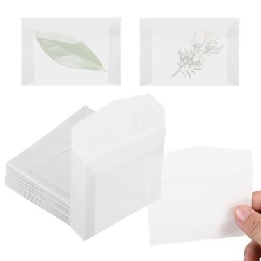 Imagem de Envelopes de vidro 100 peças, envelopes de velino 9,9 cm x 6,9 cm, envelope transparente semitransparente, livre de ácido, translúcido, vedação, coleta, convite, porta-bilhetes de loteria, suprimentos