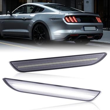 Imagem de Raryloy Luzes LED Mustang Side Marker Lights Rear Reflector Bumper Fender Light para Ford Mustang GT 15-22 Lâmpadas Brancas Lente Transparente