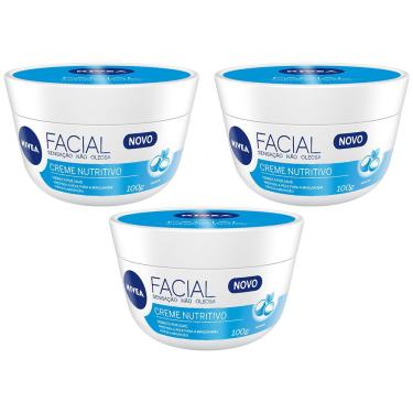 Imagem de 3x nivea creme nutritivo facial com karité 100g sensação não oleosa hidrata por 24hs