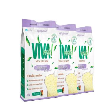 Imagem de Kit 3 Areia Higiênica Viva Verde Limpeza Plena PetFive