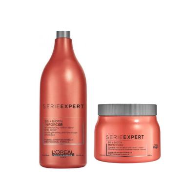 Imagem de Kit Shampoo 1500ml e Máscara 500g Loreal Inforcer Profissional