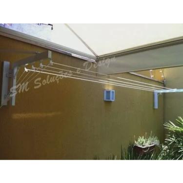Imagem de Varal Dobravel Parede /muro Até 6m - Ideal p/ Area Externa