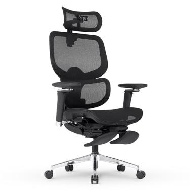 Imagem de Cadeira de Escritório DT3 Ergonomie FT, Revestimento  Mesh Polytex™; Apoio cabeça profissional 4D, Apoio de braço 5D 360º, Apoio de pé dobrável, ajuste de altura no ensocto, certificada NR-17(Black)