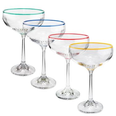 Imagem de Conjunto de Taças para Coquetel Bohemia Praline em Cristal com Filado Colorido 180ml - 4 Peças