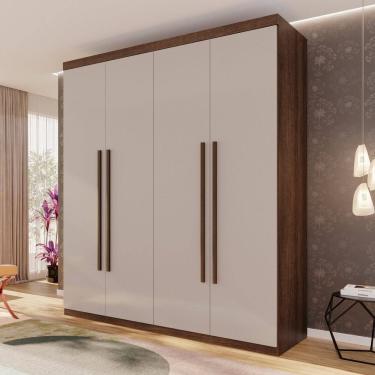 Imagem de Guarda-roupa 4 Portas 3 Gavetas Fenix Espresso Móveis Imbuia / Off White