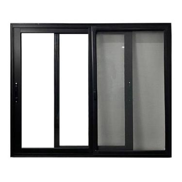 Imagem de Janela Vitro 2 Folhas Móveis com Tela Mosqueteira alumínio 120x150cm Linha 25 Preto