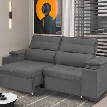 Imagem de Sofá Manaus 180 Cm Retratil e Reclinável Titânio