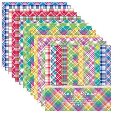 Imagem de GLKTOPO Papel xadrez para scrapbook de Páscoa, 24 folhas, materiais para scrapbooking, cartolina de um lado, 15 x 15 cm, papel decorativo dobrado para fazer cartões de primavera, decoração de álbum de
