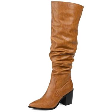 Imagem de Journee Collection Womens Pia Tru Comfort Foam Stacked Heel Over The Knee Boots Tan 9 Regular WOMENS US