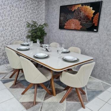 Imagem de Sala de Jantar Mesa Guiné Com 6 Cadeiras Turim Giratórias - D'Confort 