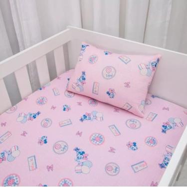 Imagem de Jogos Cama Berço Portallar Baby Disney 100% Algodão Lençol 70x130x12cm Fronha 30x40cm Minnie Doce