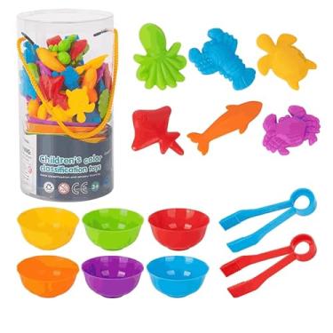 Imagem de Brinquedo Montessori Educativo Animais De Silicone Classificação Das Cores | Montessori Conjunto De Contagem Animal Brinquedo Colorido Educacional Criativo (Animais marinhos)
