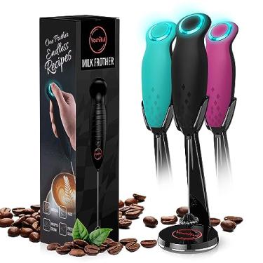 Imagem de YOSHIFUL Espumador de Leite para Café com Suporte de Luxo- Espumador de Café Portátil para Fazer Espuma para Lattes- Misturador de Bebidas com Batedor de Turbina Portátil- Agitador (2 Polegadas De Diâ