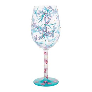 Imagem de Enesco Lolita Dança das Libélulas Taça de vinho artesanal pintada à mão, 425 g, multicolorida