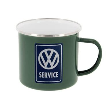 Imagem de BRISA Coleção VW - Caneca de café e chá esmaltada grande Volkswagen para acampamento e ao ar livre T1 Autocaravana (500 ml/499.8 ml/VW Service/Cinza)