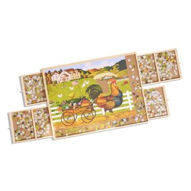 Imagem de Buffalo Games - Mesa de quebra-cabeça de 1000 peças - Acessório de quebra-cabeça - Gavetas de armazenamento com divisórias para mesa de madeira