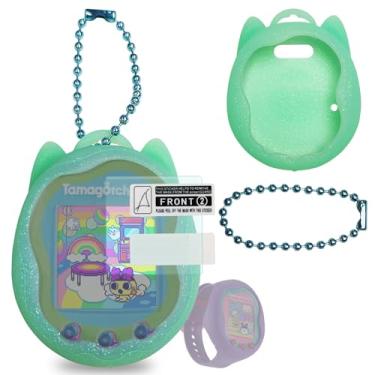 Imagem de JCHPINE Silicone Case Replacement for Tamagotchi Uni, Screen Protector for Tamagotchi Uni Band Pet Accessories(Silicone Case and Screen Film) (Teal Case)