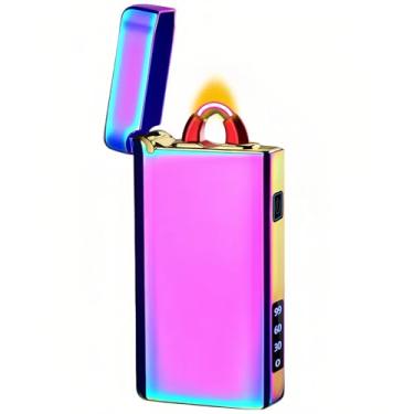 Imagem de NINSI Isqueiro elétrico, isqueiro de arco de plasma de pulso de alta potência à prova de vento com lanterna, isqueiros eletrônicos recarregáveis USB-C, para homens e mulheres (coloridos)