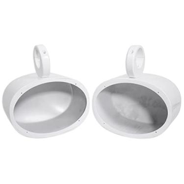 Imagem de Rockville Gabinetes de caixa de som MAC69W 15 x 23 cm de alumínio branco para torre de wakeboard (2), impermeável, ajuste universal, espaço aéreo de alta eficiência, para áudio marítimo e off-road