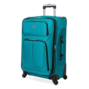 Imagem de SwissGear Mala macia Sion com rodas giratórias, Azul-petróleo, Checked-Medium 25-Inch, Bagagem Sion Softside com rodas giratórias