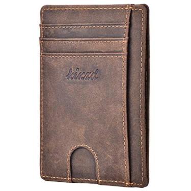 Imagem de Carteira fina minimalista RFID com bolso frontal e suporte fino para cartão de crédito para homens e mulheres, Marrom, One Size
