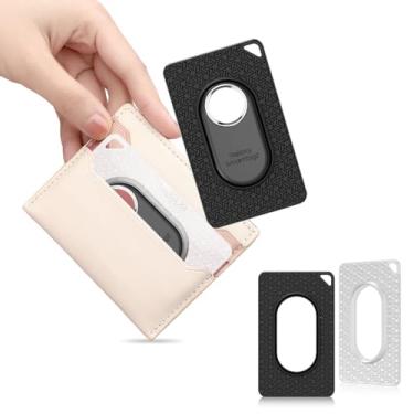 Imagem de BIQIRE Capa para Galaxy SmartTag2 porta-carteira, pacote com 2, porta-cartão ultrafino para SmartTag2, capa macia TPU Smart Tag2 para carteira, bolsa, mochila| permanece escondida (preto + branco