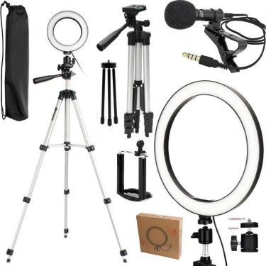 Imagem de Tripé Profissional Iluminador Led Anel Ring Light Microfone
